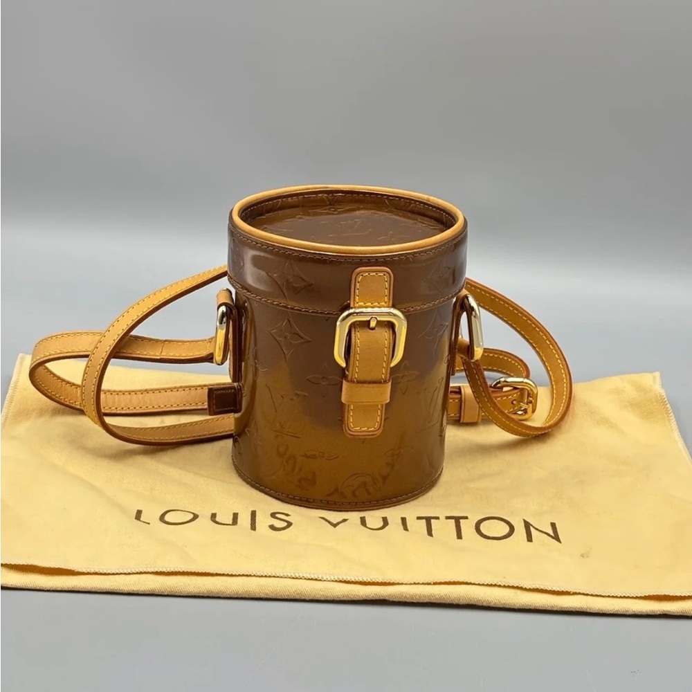 Louis Vuitton Vernis Astor Cylinder Bag Bronze Monogram Crossbody Bag EUC